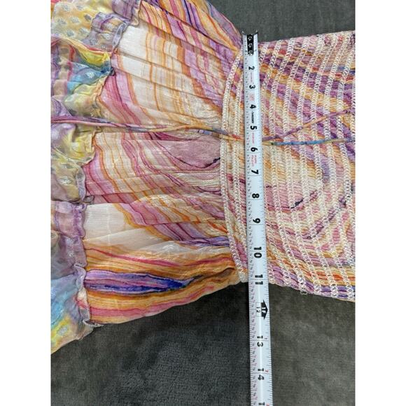 Rococo Sand Strapless Maxi Dress Tiered Ruffle Multicolor Boho S India - Picture 11 of 13